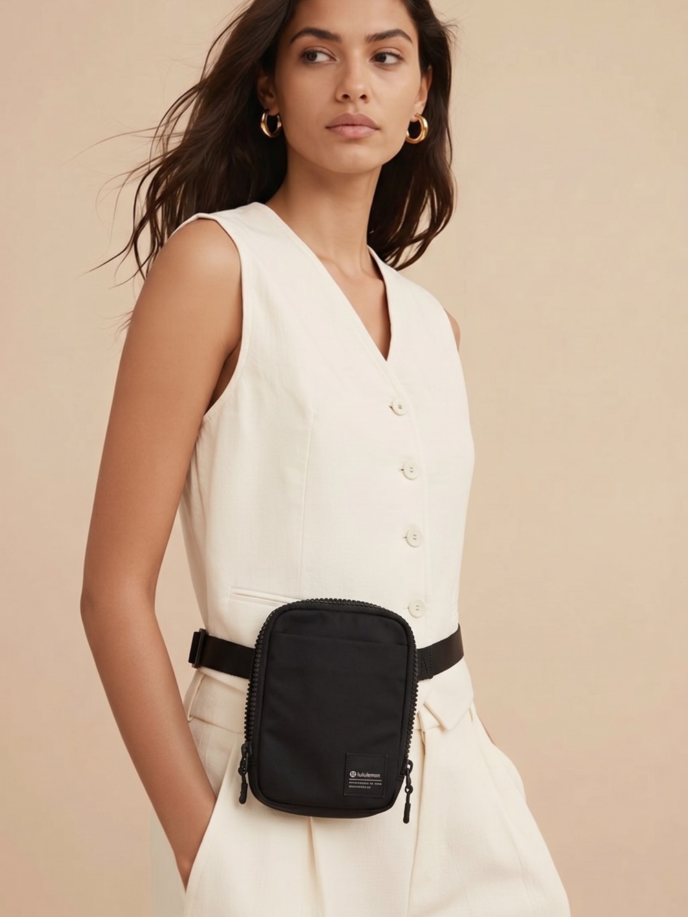lululemon athletica Black Compact Crossbody Belt Pouch